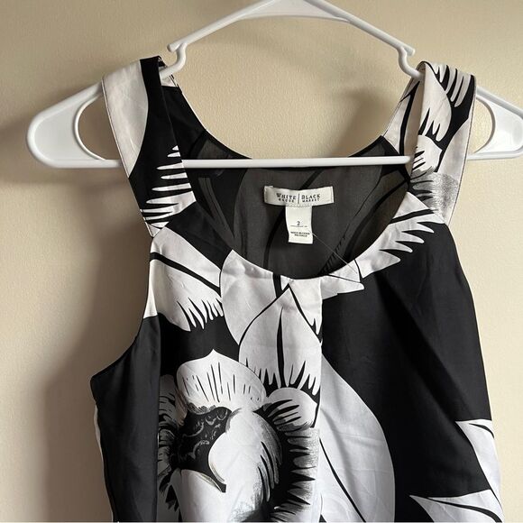 White House Black Market Patterned 100% Silk Career Tank Top - Picture 2 of 5